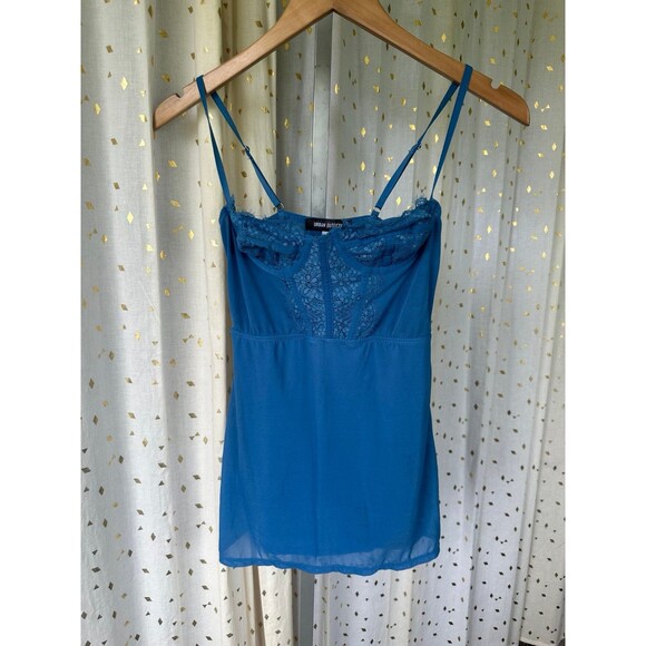 Urban Outfitters Lace Bustier Brenna Mesh Bodycon Adjustable Strap Mini Dress XS - Picture 3 of 7